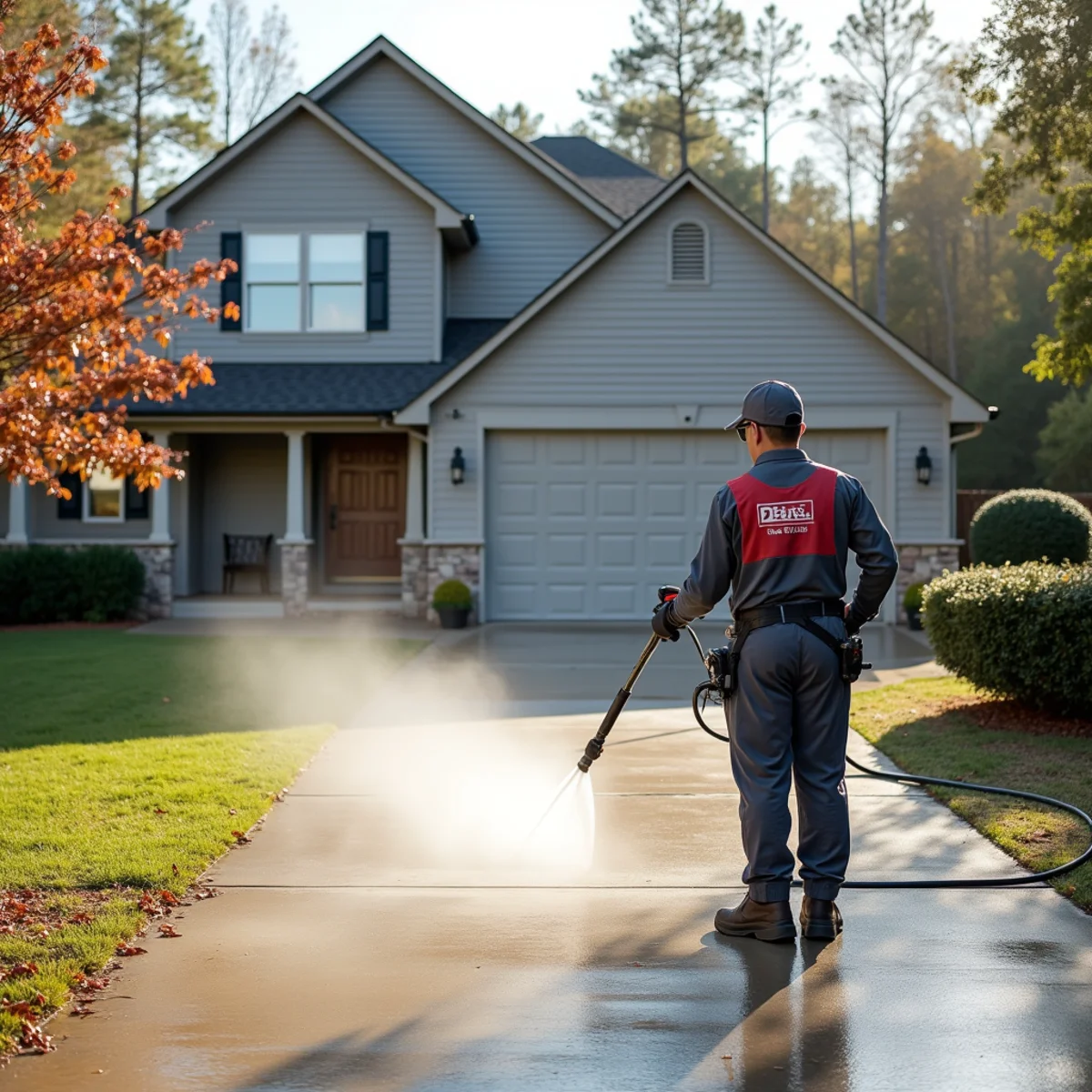 Clean, market-ready home exterior with bright driveway and siding