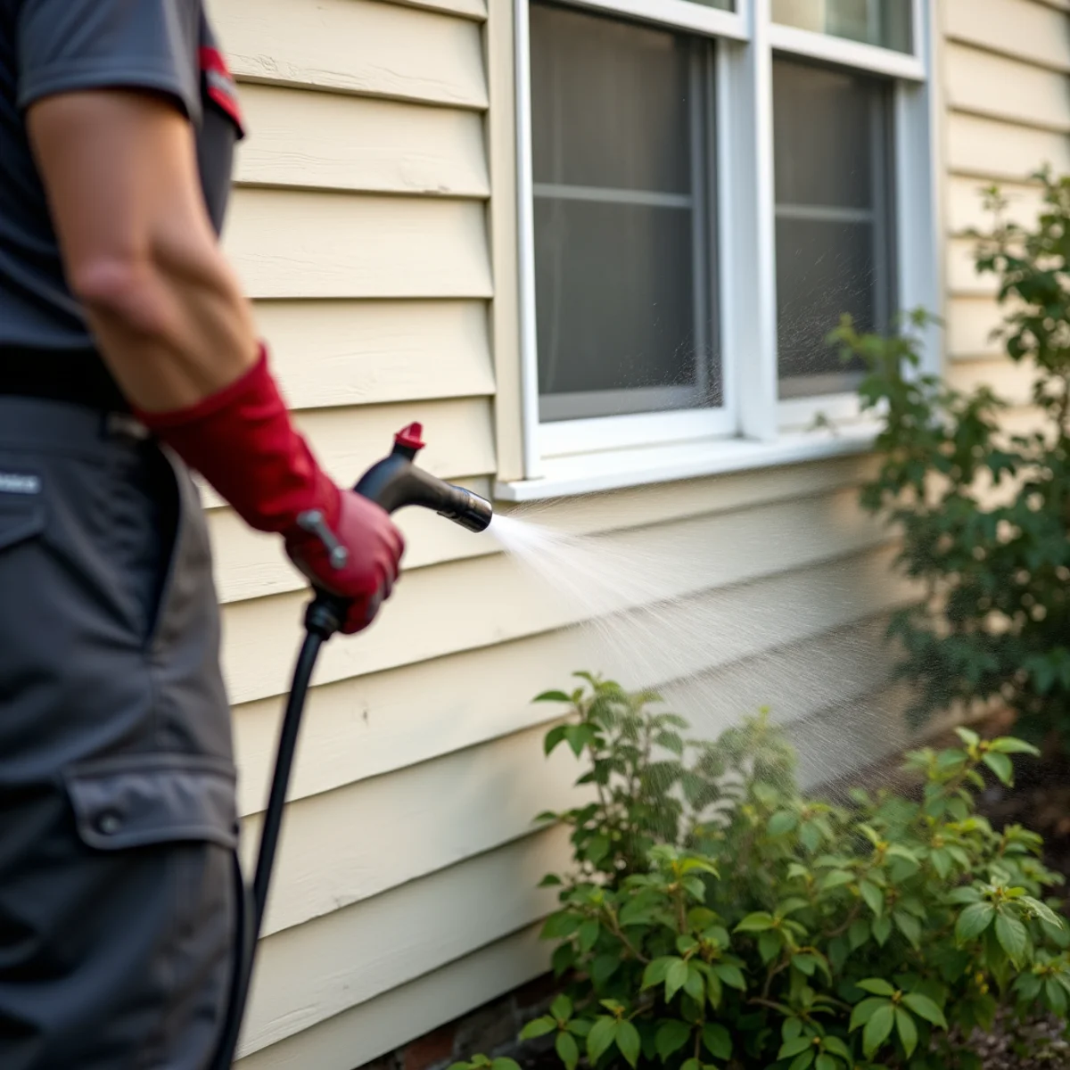 Low-pressure soft washing applied to vinyl siding on a Georgia home