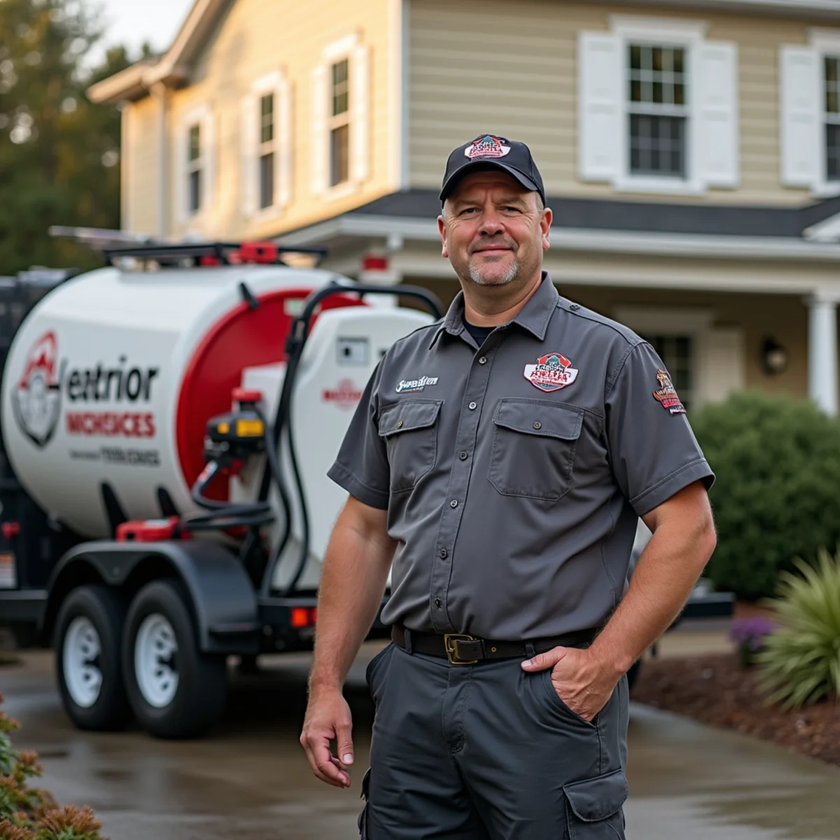 Local firefighter-owned exterior cleaning professional with organized equipment